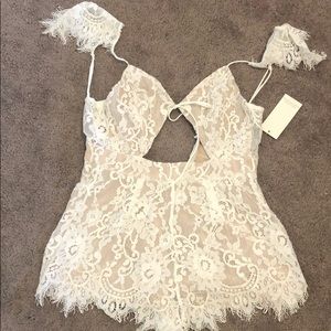 Tobi white lace romper